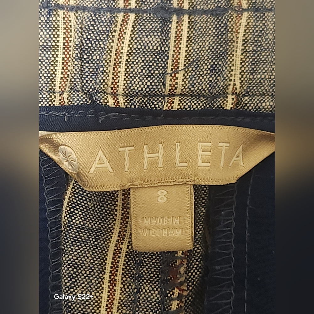 Athleta Cabo 100% Linen Striped Shorts Blue & White Size 8. #A13 - Picture 6 of 10